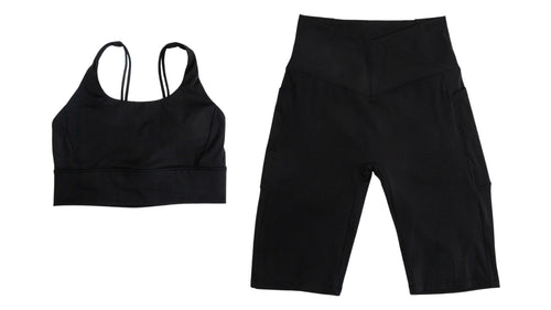 Black Sports Bra & Shorts Set