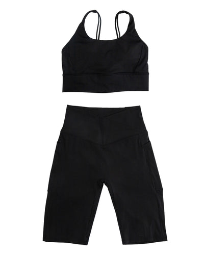 Black Sports Bra & Shorts Set