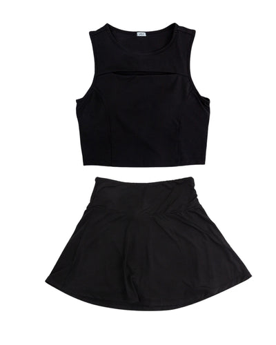 Black Tennis Top & Skirt Set