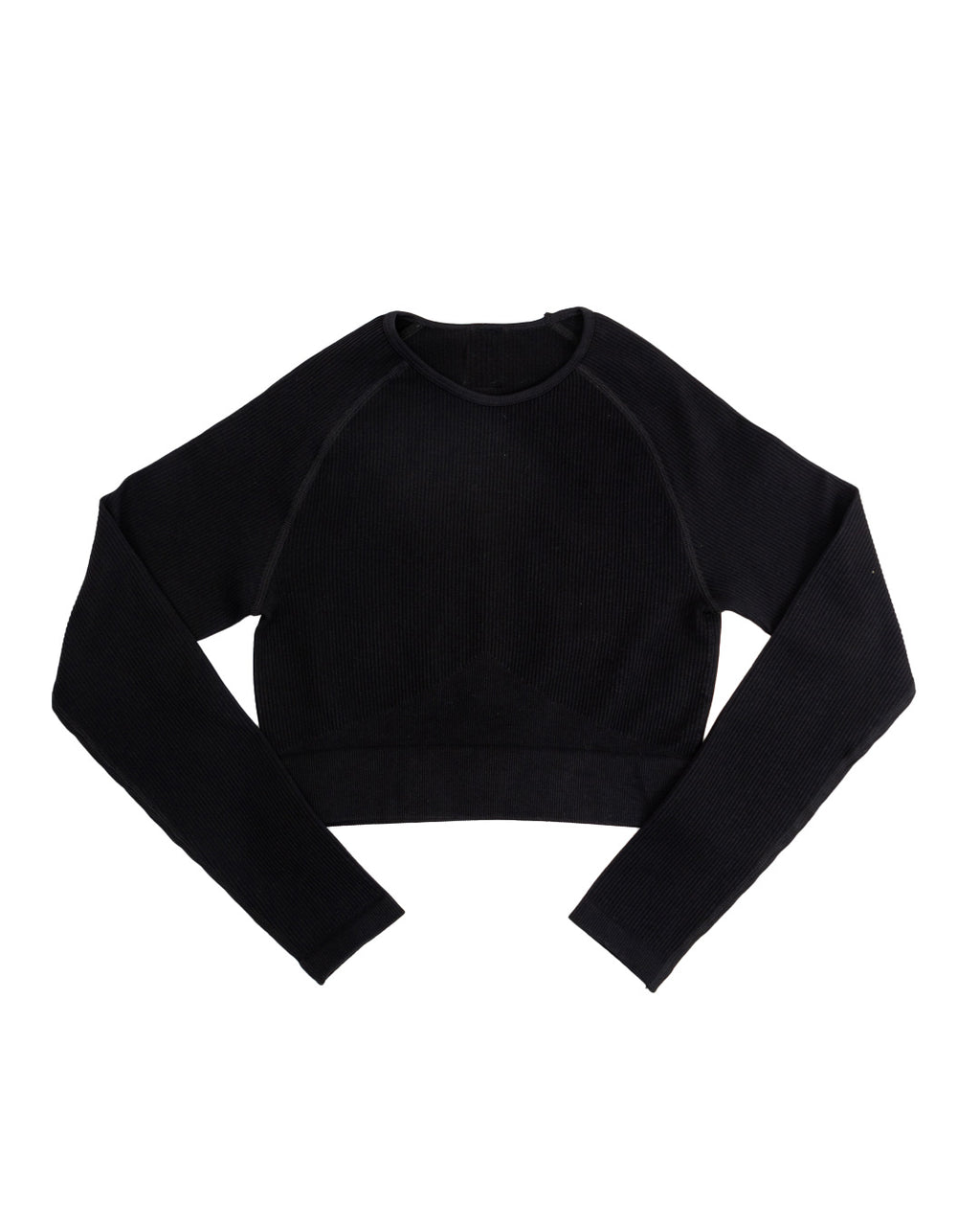 Black Ripped Long Sleeve Seamless Top