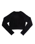 Black Ripped Long Sleeve Seamless Top