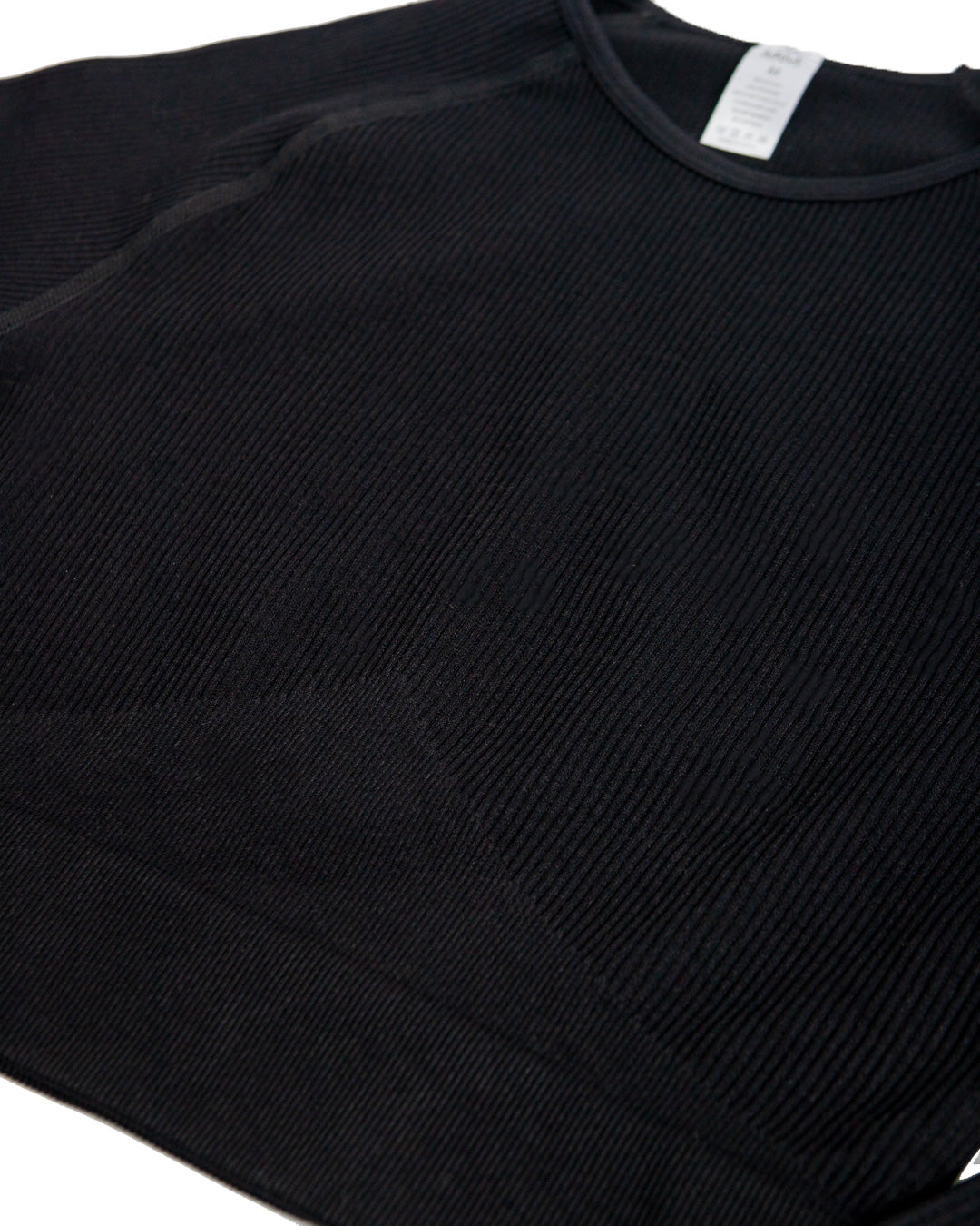Black Ripped Long Sleeve Seamless Top