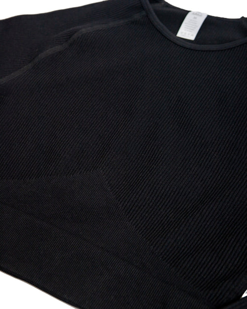 Black Ripped Long Sleeve Seamless Top