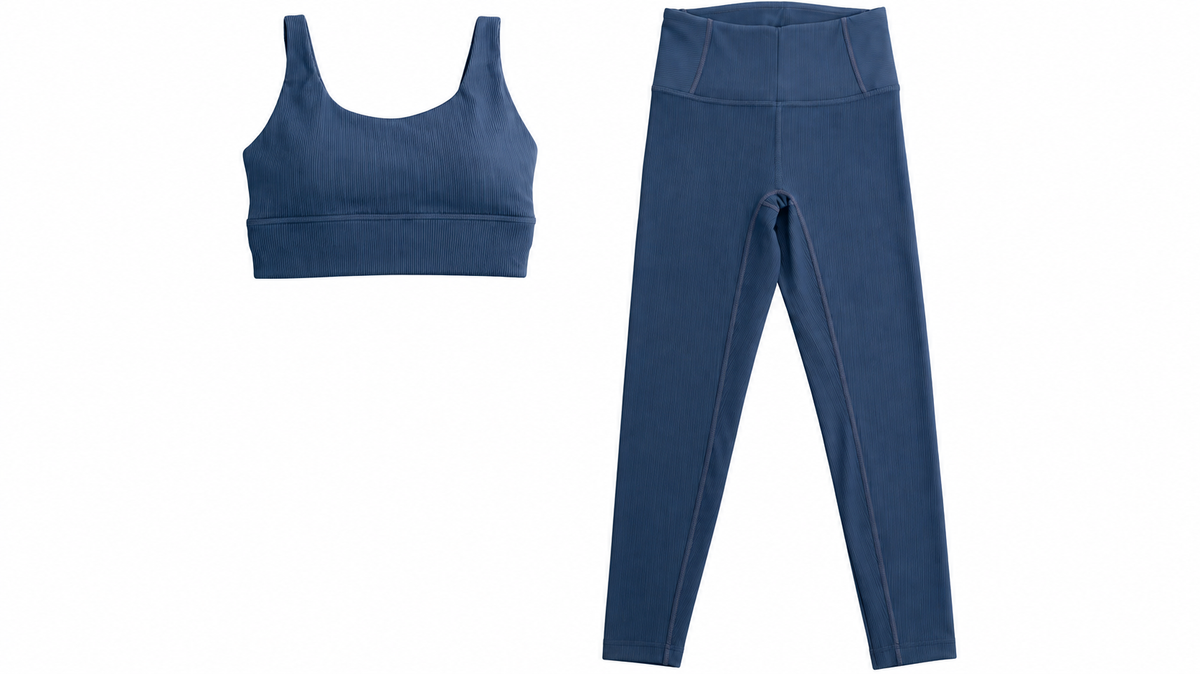 Blue Yoga Bra & Bottom Set